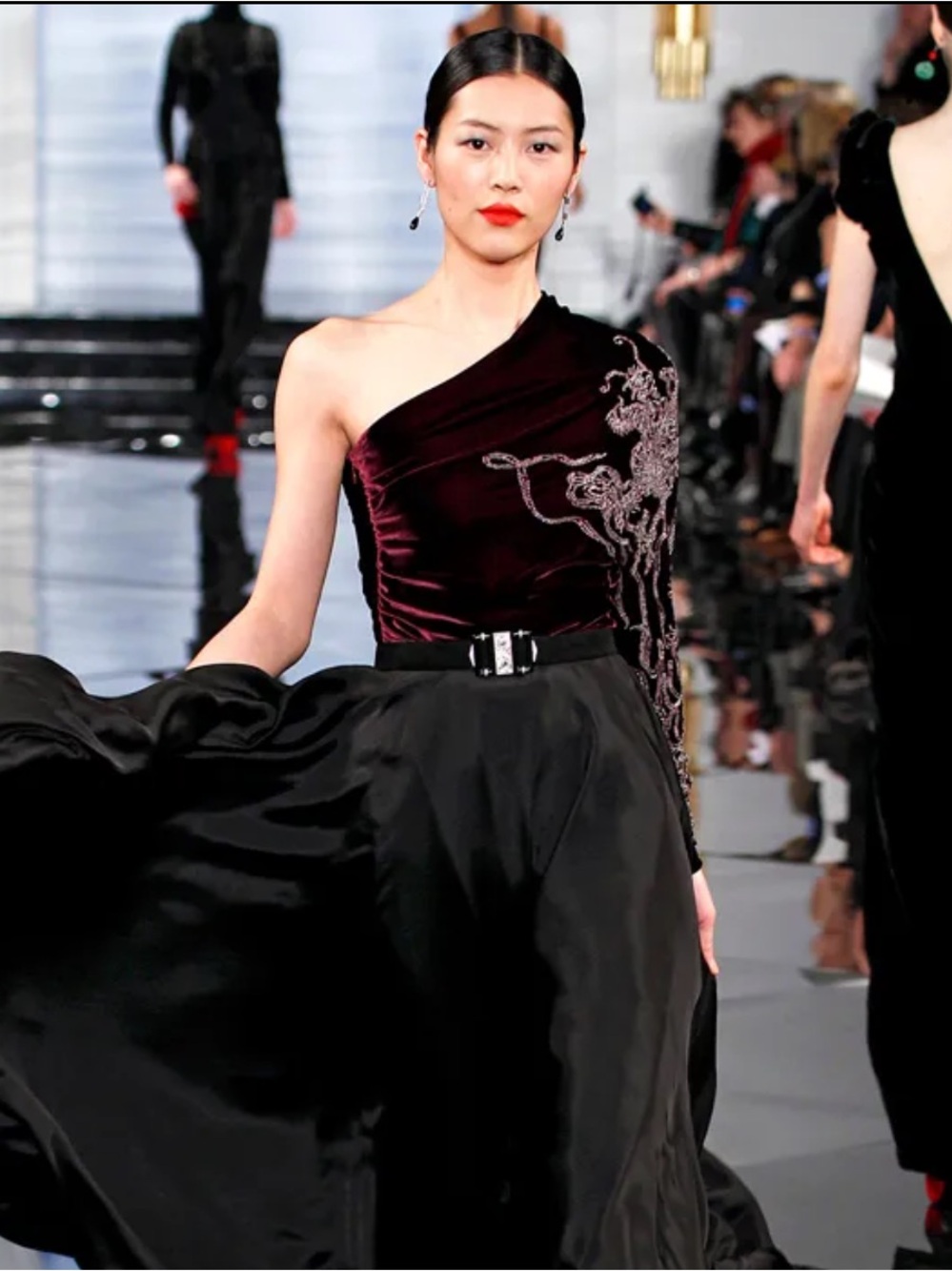 Ralph Lauren Purple Label F/W 2011 Dragon beaded burgundy velvet top